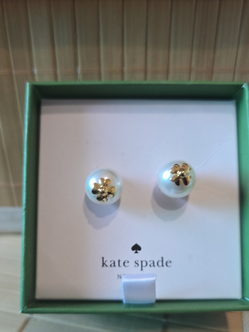 kate spade Pearl Stud Earrings with Gold Flower Accents